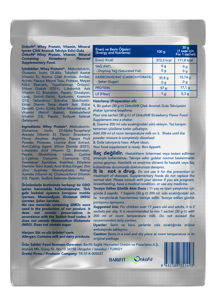 ONKOFİT® MİX PROTEİN TAKVİYE EDİCİ GIDA (30 ÖĞÜN)