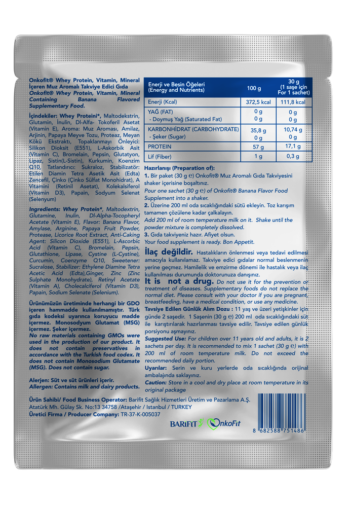 ONKOFİT® MİX PROTEİN TAKVİYE EDİCİ GIDA (30 ÖĞÜN)