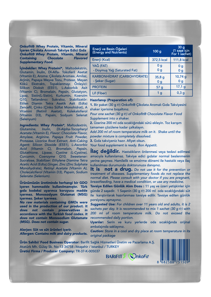 ONKOFİT® MİX PROTEİN TAKVİYE EDİCİ GIDA (30 ÖĞÜN)