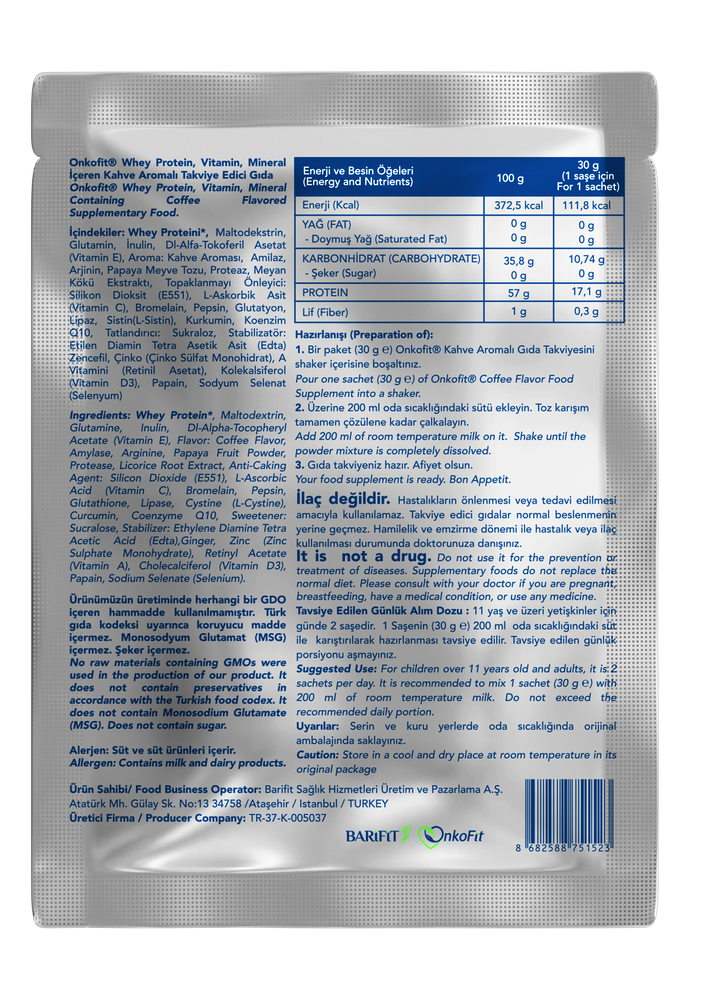 ONKOFİT® MİX PROTEİN TAKVİYE EDİCİ GIDA (30 ÖĞÜN)